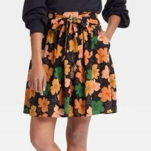 Floral Fall Skirt with Pockets